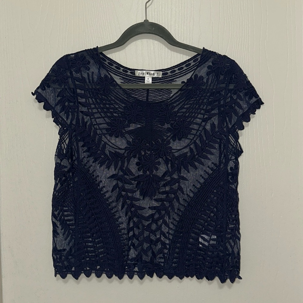 Say What? Blue Top — Size Medium
